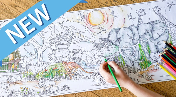 Safari Sunset Colouring In Poster - Travel Size